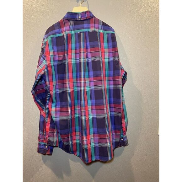 Gant Foxhunt Blue Green Red Plaid Button Up Shirt Mens Sz Large - Picture 2 of 3